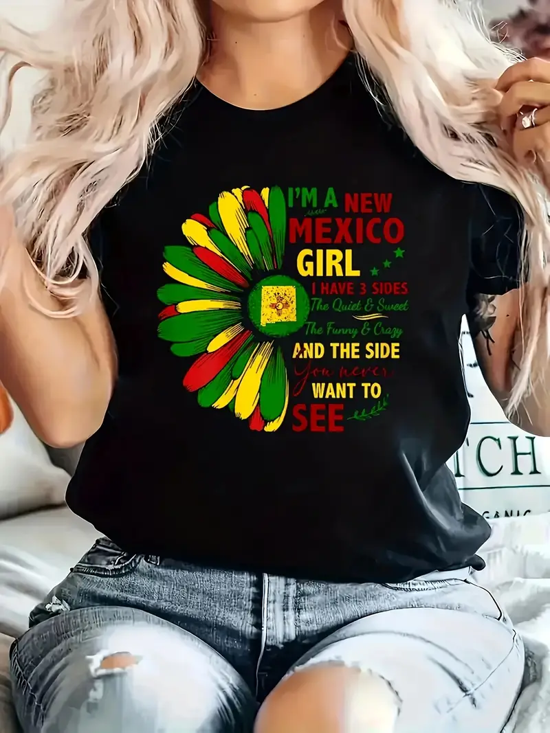 00852f8b-c7cf-4d09-89a9-b55fa403391d New Mexico Girl Love Strong Inspiring Support Proud Patriotic T-Shirt - Image 1