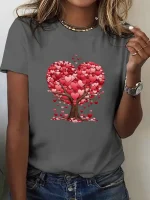 hearts tree with heart shaped crown print t-shirt
