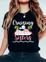 Women's Cruising Sisters Cruise Ship Graphic T-Shirt