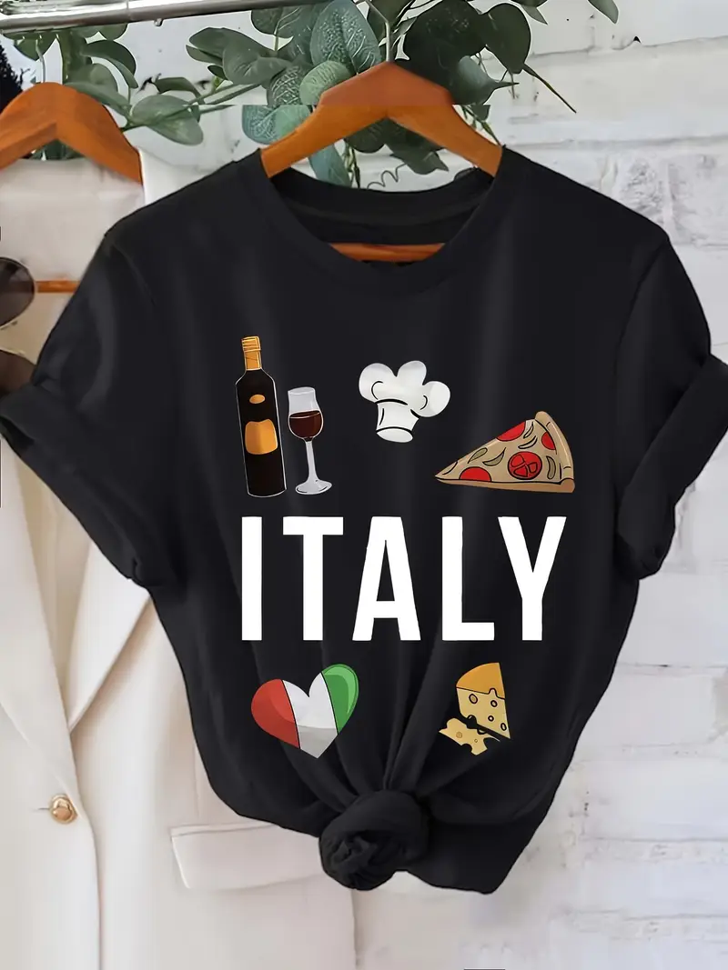 791b919f-6eb7-45c4-a53b-9efa236d523e Women's Italian Foodie Graphic T-Shirt - Image 1