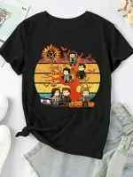 Halloween Plus Size Women's Graphic Print Short Sleeve Crewneck T-Shirt - Image 2