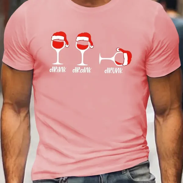 Men's Plus Size Casual Christmas Hat Print T-Shirt