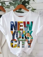 Black Oversized New York City Graphic Print T-Shirt
