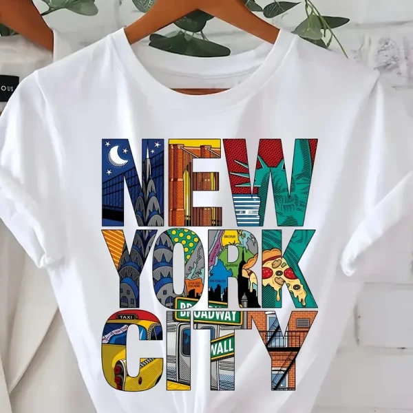 Black Oversized New York City Graphic Print T-Shirt
