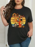 Halloween Plus Size Women's Graphic Print Short Sleeve Crewneck T-Shirt - Image 3