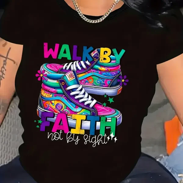 Women's "Walk By Faith" Graphic Print T-Shirt