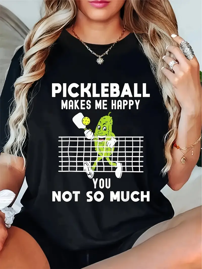 daa3230a-a0c7-44b7-9cde-b783be026b04 Women's "Pickleball Makes Me Happy You Not So Much" Graphic T-Shirt - Image 1