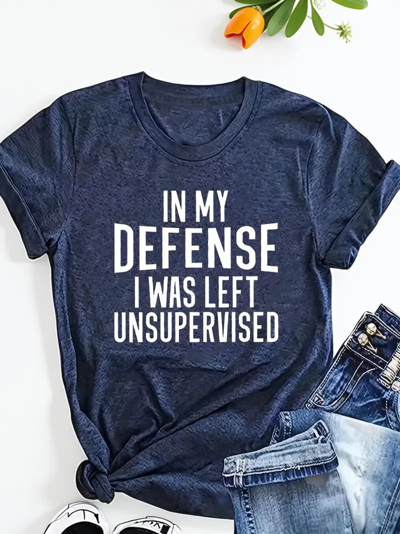 e0c77850ee937952aa7219428d6b21cc_17i1tw8Ti8OeI Letter Print Crew Neck T-Shirt - Image 1