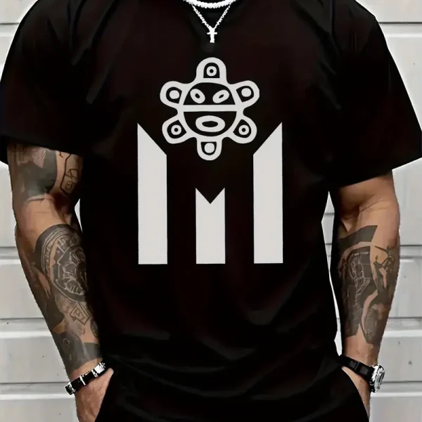 Big Size Men's Black Streetwear 100% Cotton T-Shirt