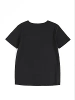 Women'S Black T-Shirt with Halloween-Themed Skull & Pumpkin Design - Short Sleeve - Image 3