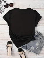 1pc Plus Size Women's Casual Crew Neck T-Shirt - Image 2