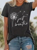 Just Breathe Dandelion Print T-shirt