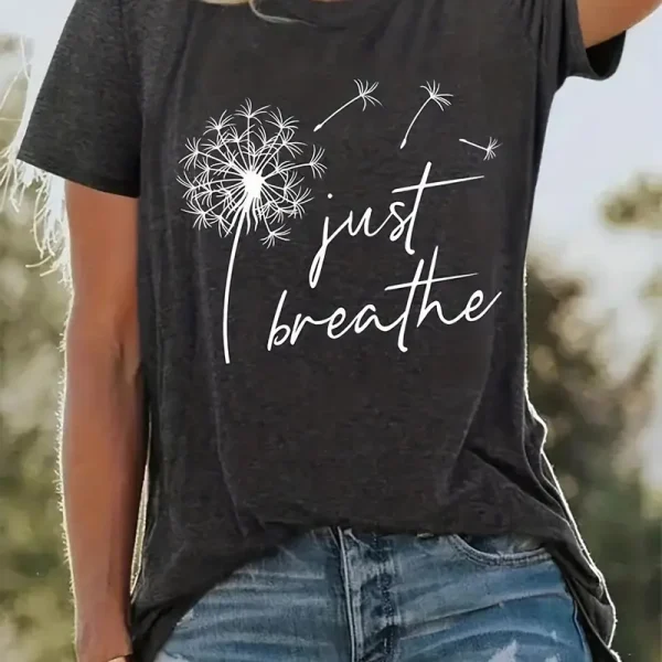 Just Breathe Dandelion Print T-shirt